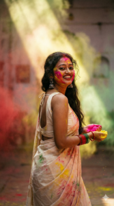 best holi ai image prompts for girls – cinematic saree color splash (2026 edition)