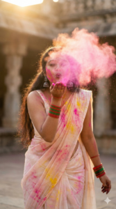 best holi ai image prompts for girls – cinematic saree color splash (2026 edition)
